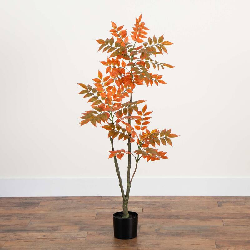 Sumac Artificial Potted Tree - 4' - Orange and Green
