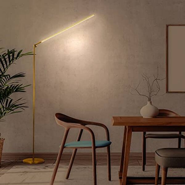 slide 2 of 5, Brightech Libra LED Dimmable Floor Lamp - Brass