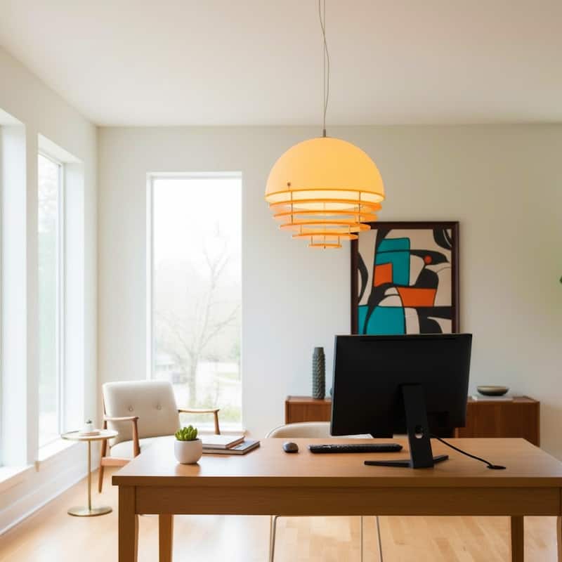 Bauhaus Sunset Ceiling Light Fixture, MCM Chandelier