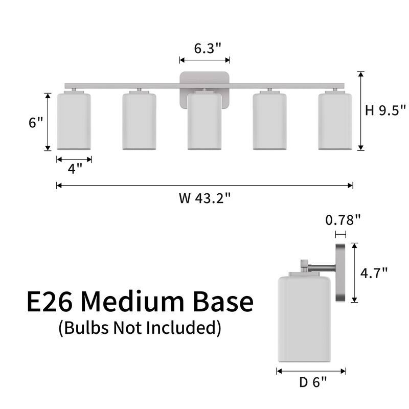 KAWOTI Modern & Contemporary Vanity Light with Frosted Glass Shade