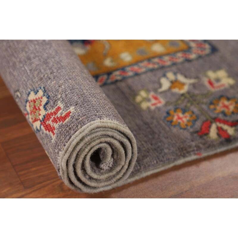 Gray Kazak Accent Rug Handmade Wool Carpet - 2'10" x 4'2"