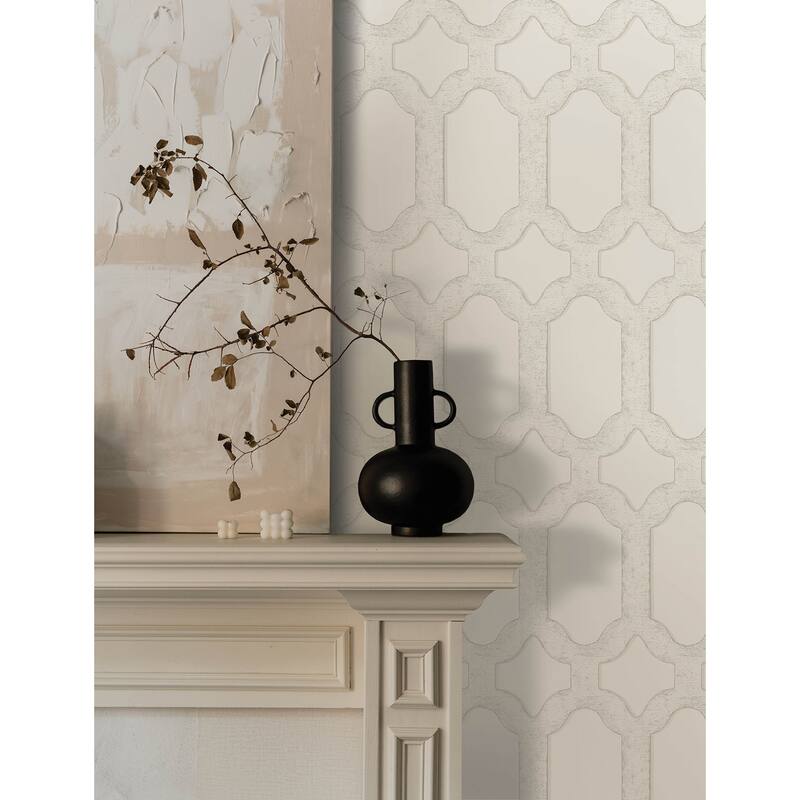 Chesapeake Chervil White Trellis Wallpaper