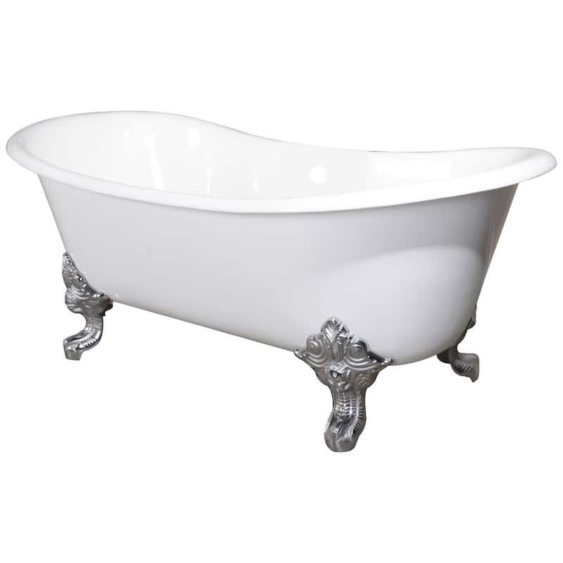 Kingston Brass Aqua Eden 67" Clawfoot Cast Iron Soaking Tub with