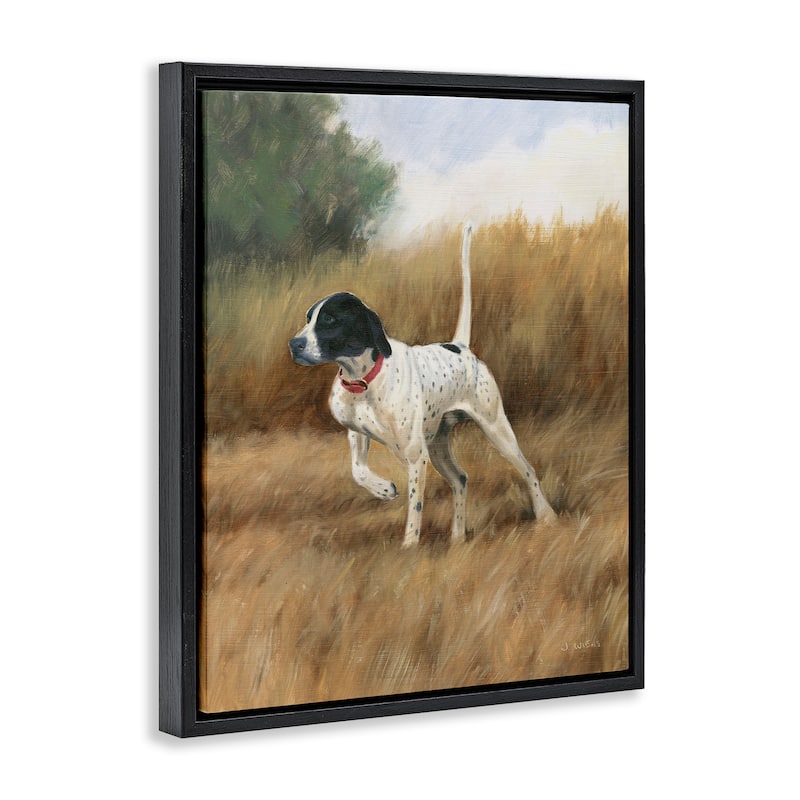 Stupell Pointer Dog in Field Framed Floater Canvas Wall Art Design by James Wiens