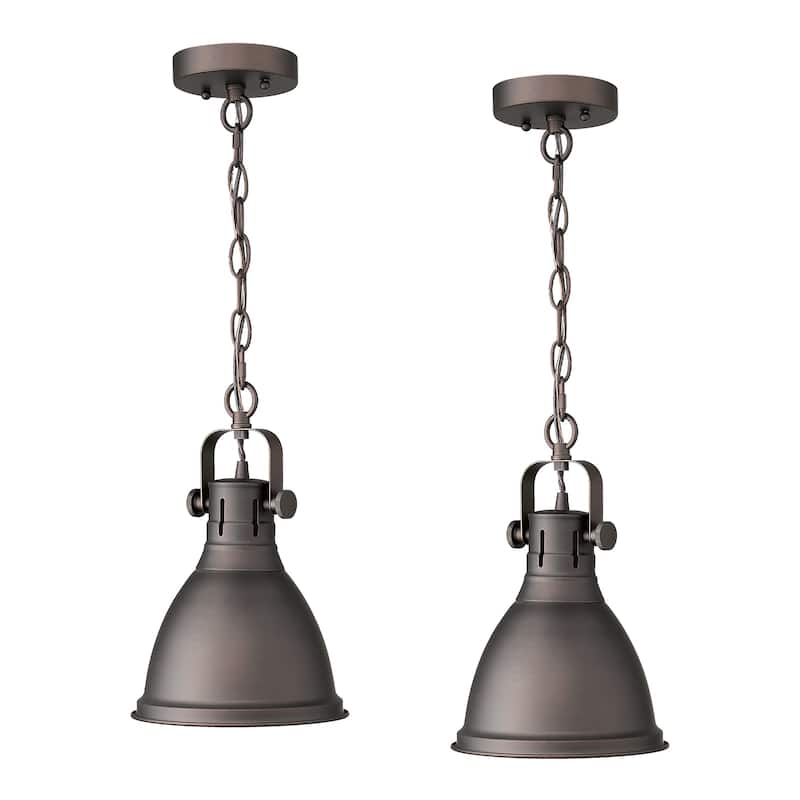 1-Light Farmhouse Ceiling Pendant Light,Vintage Hanging Light with Dome Shade, Oil Rubbed Bronze Finish