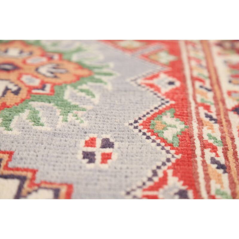 Geometric Kazak Accent Rug Handmade Traditional Wool Carpet - 2'0" x 3'0"