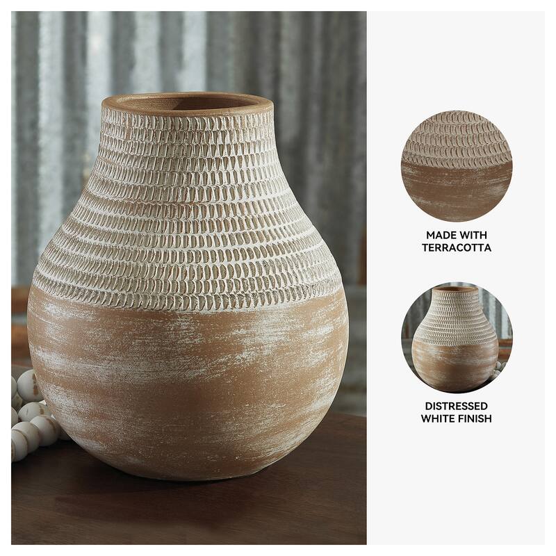 Signature Design by Ashley Reclove Distressed White Vase