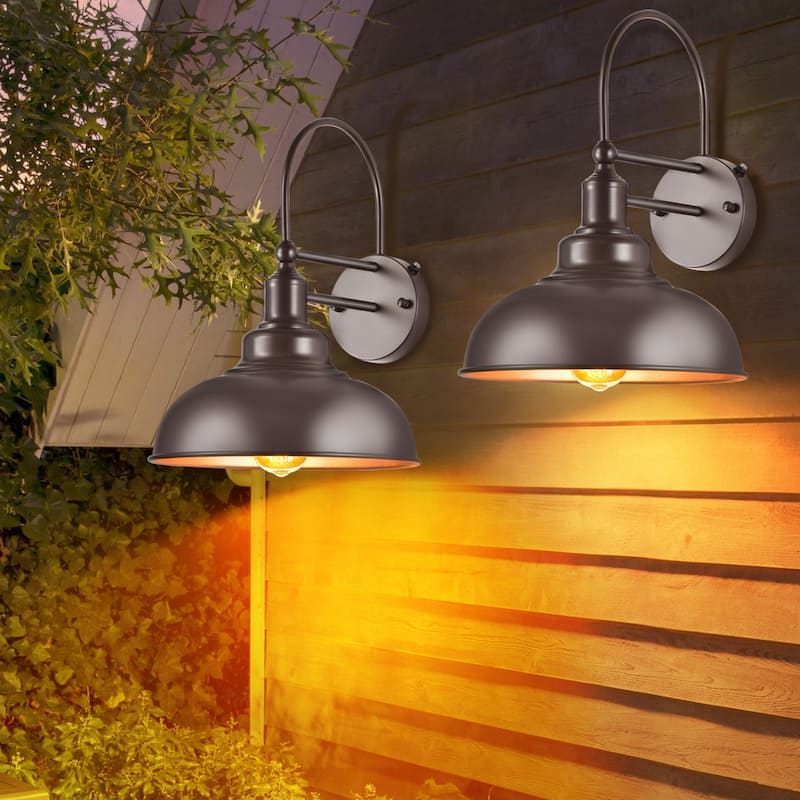 Farmhouse Gooseneck Dusk to Dawn Outdoor Wall Lights A set of two, Waterproof for House Porch Garage