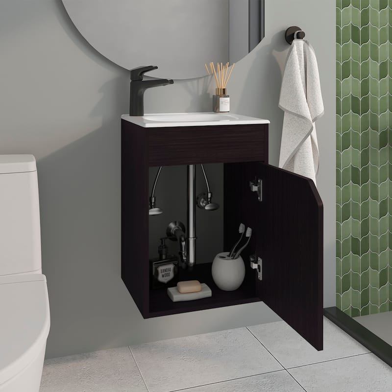 Bathroom Vanity with Clean and minimalist design, 1 Door with durable engineered wood,Easy to assemble