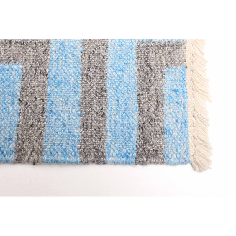 ECARPETGALLERY Flat-Weave Ankara FW Sky Blue Wool Kilim - 5'2 x 8'0