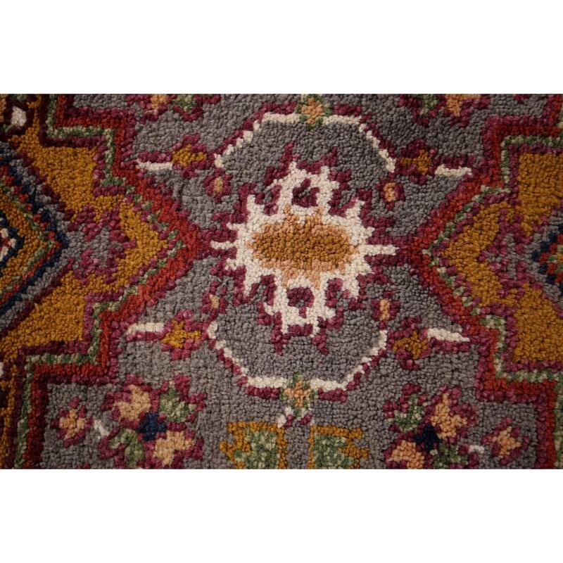 Gray Geometric Heriz Serapi Oriental Foyer Rug Handmade Wool Carpet - 2'6"x 5'9"