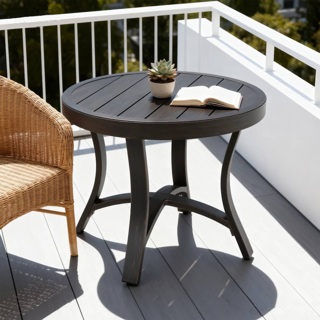 Side Table Round Outdoor End Table 24-in W x 24-in L - Small