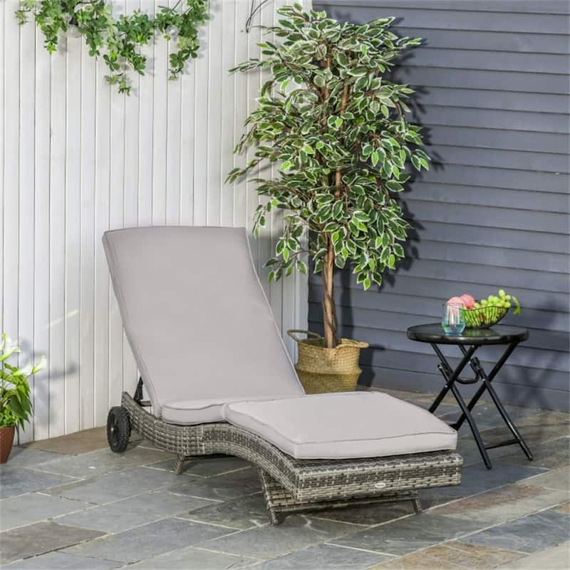 5-Position Hand-Woven PE Rattan Reclining Lounger Chair with Cushioned Seat and Steel Frame - 81.5" W x 27.5" D x 27.5" H