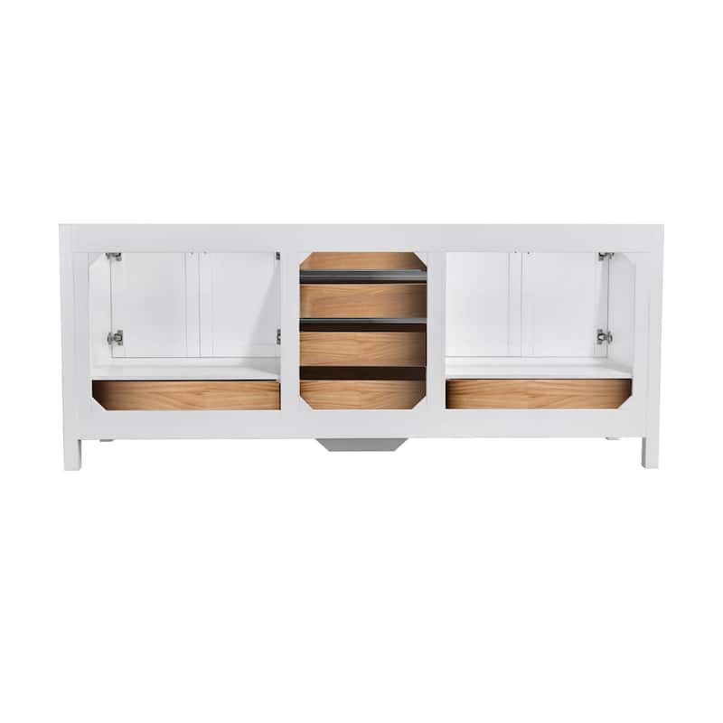 StarrySky 84 inch Undermount Double Sink Bathroom Vanity with Engineered Carrara Marble Top