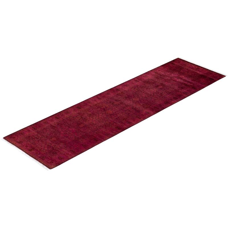 Overton Hand Knotted Wool Vintage Inspired Modern Contemporary Overdyed Pink Runner Rug - 2' 7" x 9' 6"