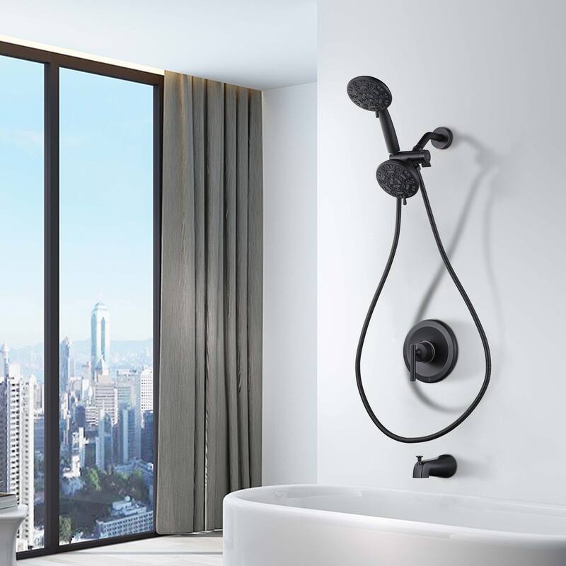 WOWOW Single Handle 7-Spray Dual Shower Head Faucet with Tub Spout