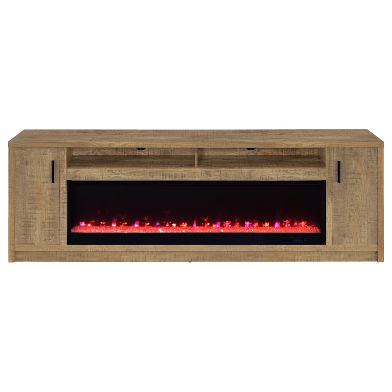 Eddy 79-Inch 2-Door TV Stand Fireplace Media Console Mango