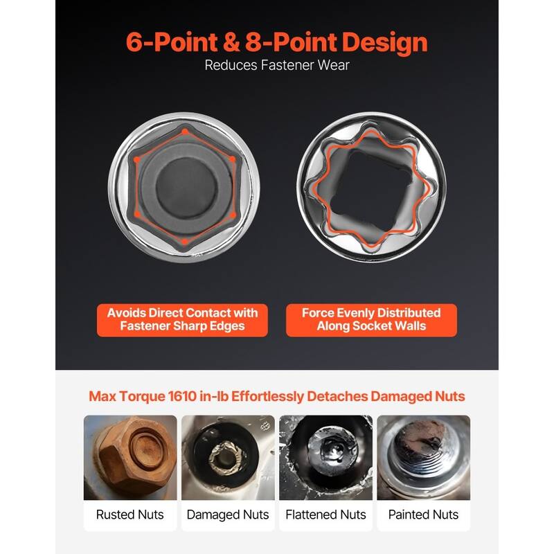 Black CR-V Alloy Steel 39-Piece Socket and Ratchet Set with Chrome Finish and High-Torque Design - 12.40 x 1.61 x 5.83