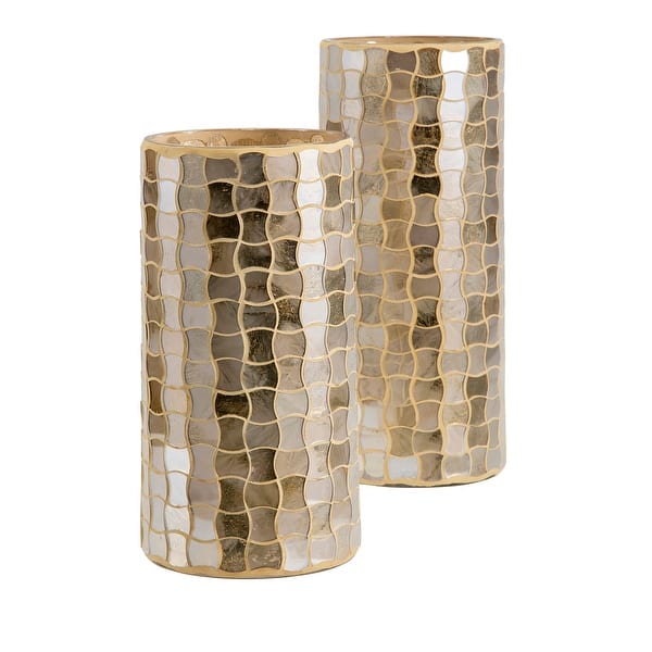 Shop Black Friday Deals On Imax Home 80197 Christmas Gold Glass Pillar Hurricane Candle Holder Overstock 27547194