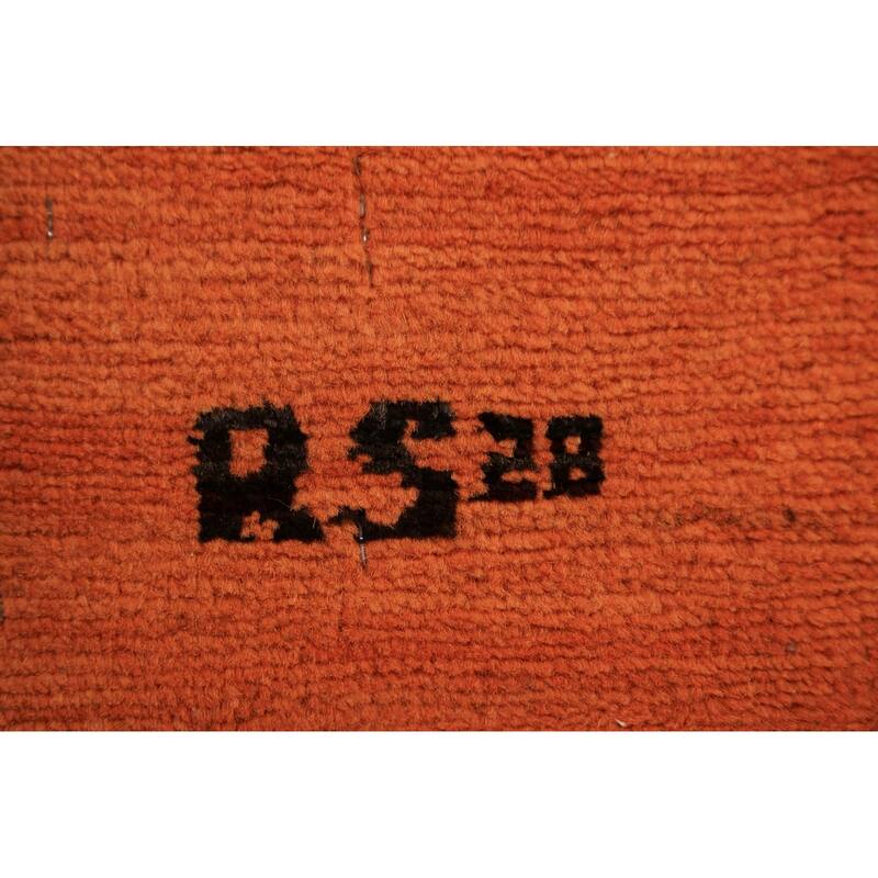 Orange Gabbeh Modern Rug Hand-Knotted Bedroom Wool Carpet - 4'0" x 5'9"