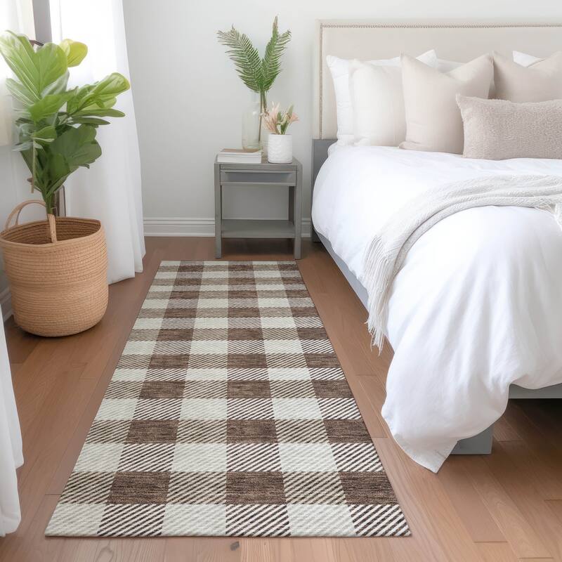 Premium Washable Super Soft Plaid Mayfield Rug - Brown - 2'3" x 7'6"