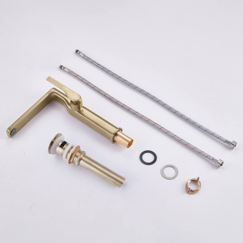 10-1/4"H Solid Brass Single-handle Bathroom Sink Faucet Optional Drain Assembly