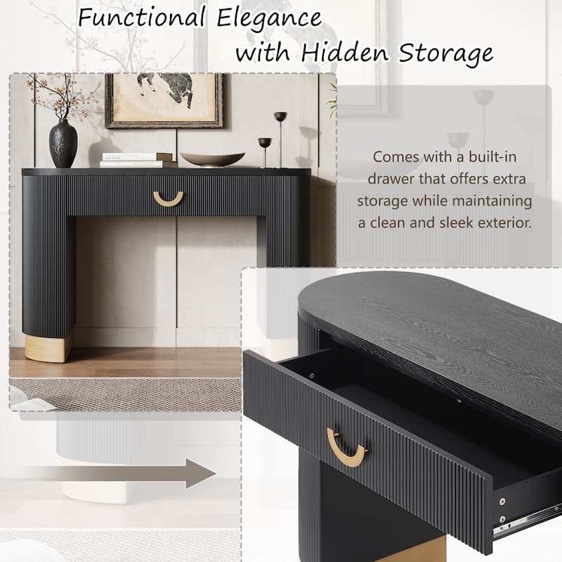 Mirod Modern Console Table with Vertical Ribbed Design