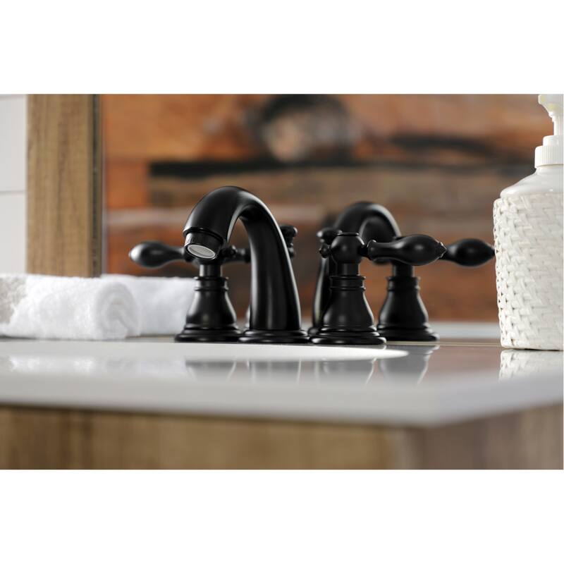Kingston Brass American Classic 8 in. Widespread Bathroom Faucet in Matte Black