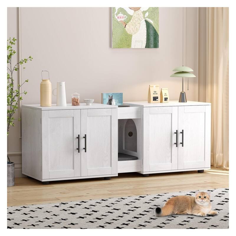 Intimate Double-Room Cat Litter Cabinet Furniture