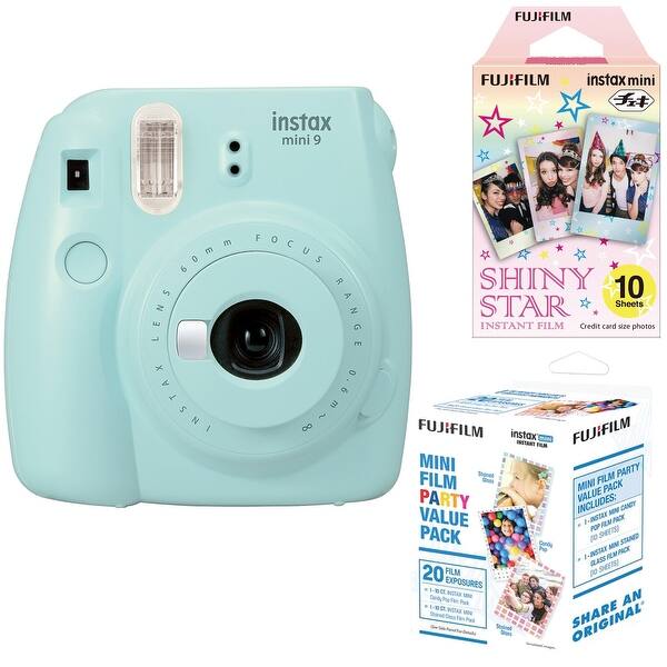 Shop Fujifilm Instax Mini 9 Ice Blue W Film Pack Bundle Overstock 30149679
