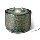 preview thumbnail 13 of 16, 15"H Turquoise Two Birds Embossed Leaf Pattern Cylindrical LED Ceramic Fountain by Glitzhome Green