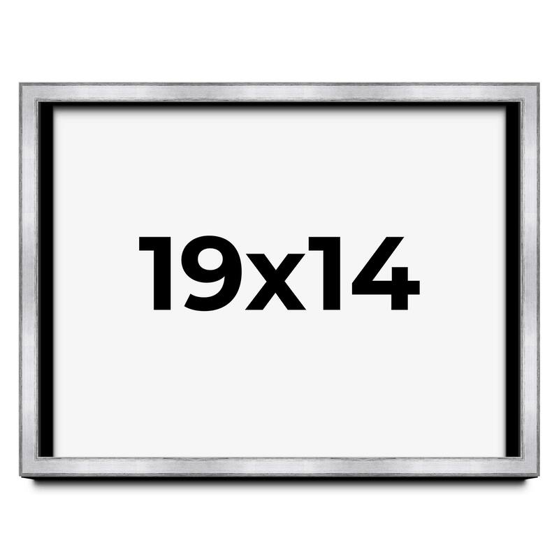 19x14 Shadow Box Frame Silver | 1.375 Inches Deep Real Wood
