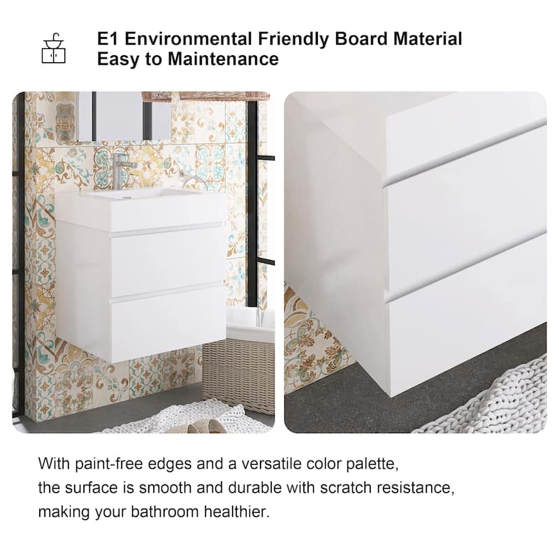 Floating Bathroom Vanity with Solid Surface Top