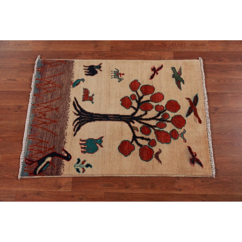 Pictorial Kazak Oriental Foyer Rug Handmade Wool Carpet - 2'0"x 3'0"