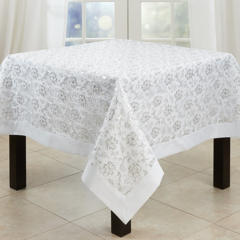 Embroidered Tablecloth With Floral Design