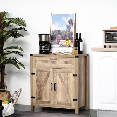 HOMCOM Industrial Wooden Storage Cabinet Kitchen Sideboard with Drawer and Adjustable Shelf for Dining Room