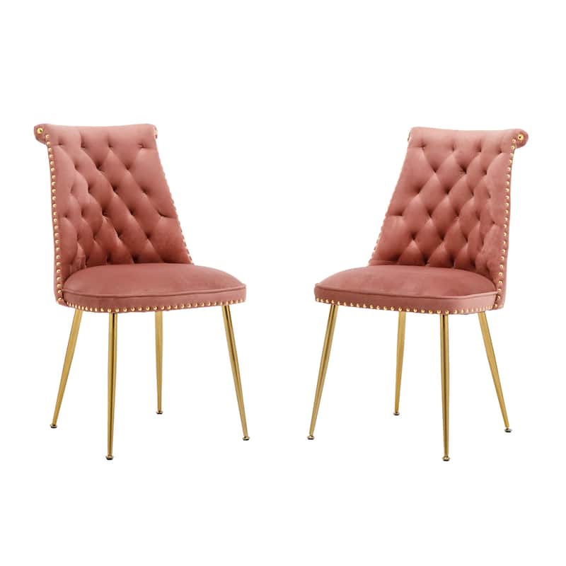 Clihome Modern Velvet Upholstered Featured Dining Chairs (Set of 2)