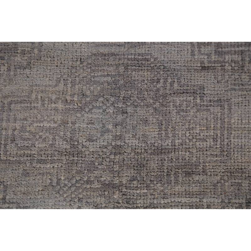 Hand Knotted Oriental 100% Wool Carpet Transitional All-Over Greys & Charcoal Oushak Area Rug - 8' 10'' X 6' 1''