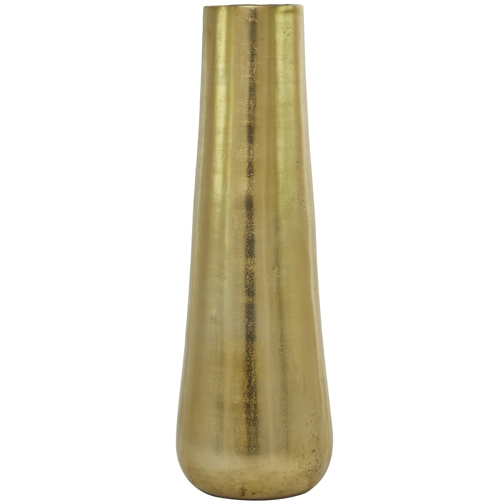 Stainless Steel Metal Minimalistic Tall Floor Cone Decorative Vase - Gold or Silver - Roche River Decor