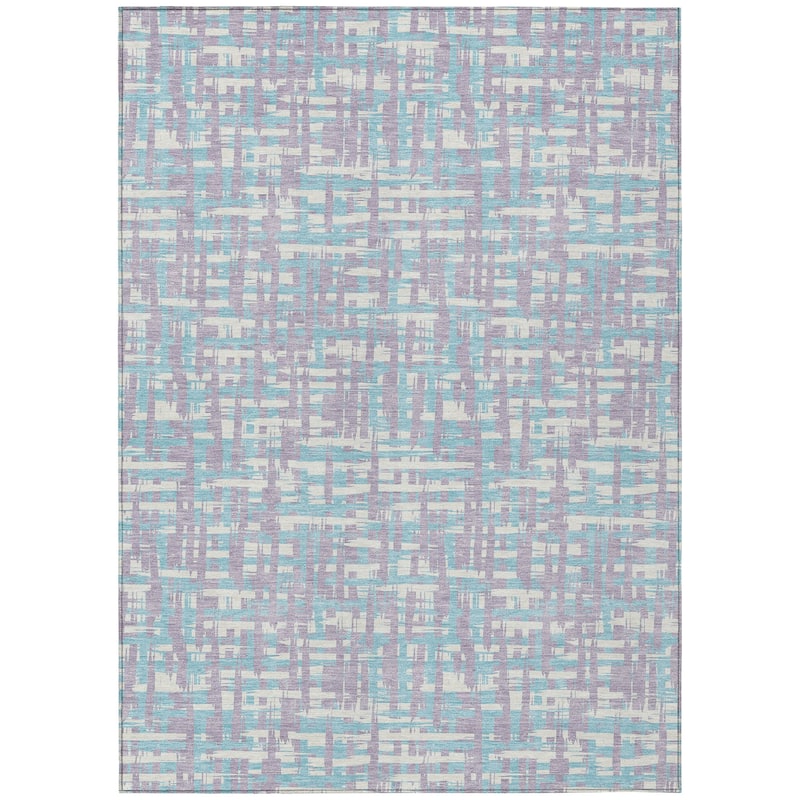 Machine Washable Indoor/ Outdoor Modern Crosshatch Chantille Rug - Lavender - 5' x 7'6"