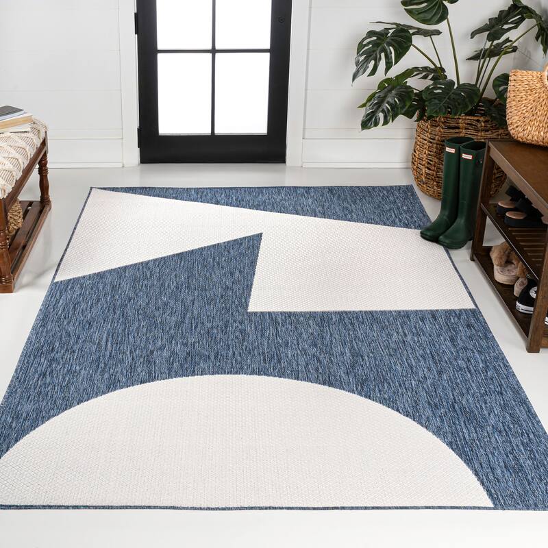 JONATHAN Y Lucian Modern Geometric Abstract Two-Tone Area Rug - 5 X 8 - Navy/Cream