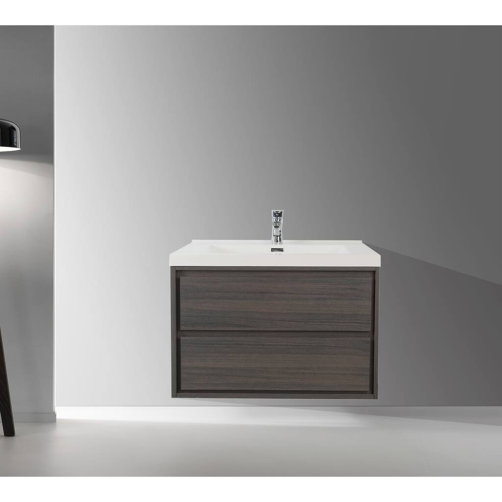Sage 30“ wall mounted bathroom vanity with single basin acrylic top