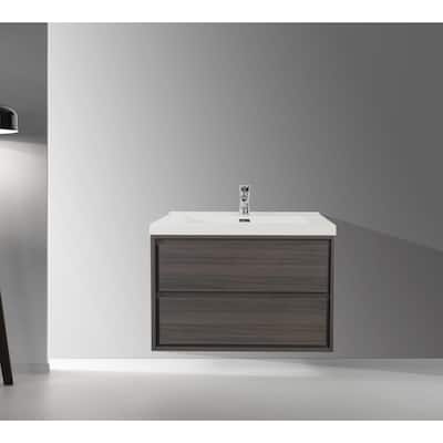 Sage 30“ wall mounted bathroom vanity with single basin acrylic top