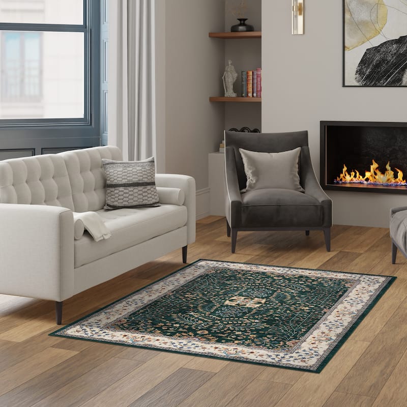 Licensed HGTV Everyday Chic Soft Flannel Zero Pile Printed Non-Slip Washable Indoor Area Rug