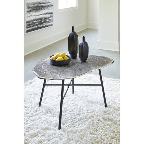 Ashley Furniture Laverford Chrome/Black Oval Cocktail Table - 34"W x 22"D x 17"H