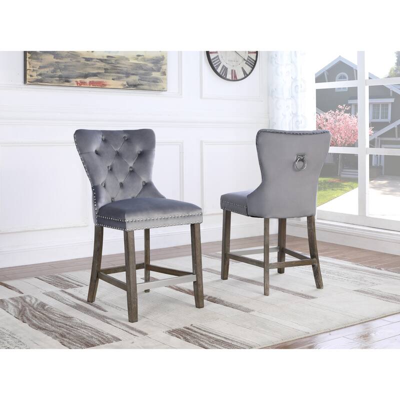 Best Quality Furniture Tufted Velvet Counter Chairs with Ring