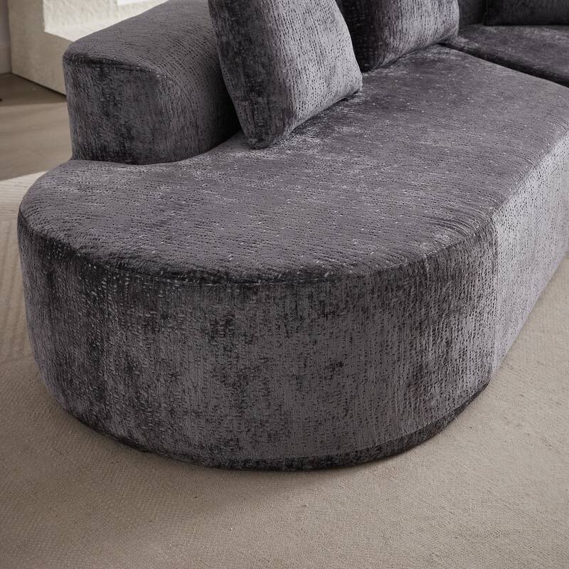114" Chenille Deep-Seat Sectional Sofa with 4 Pillows