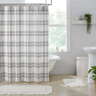 Black Plaid Shower Curtain 72x72