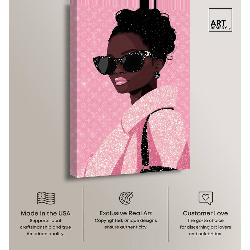 Pink Luxury Woman Canvas by Art Remedy, Gallery Wrapped