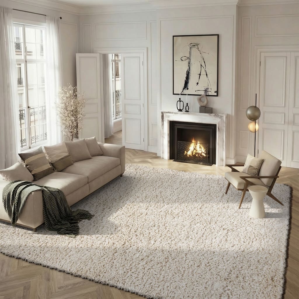 SAFAVIEH Handmade Sheep Shag Malti Solid Area Rug